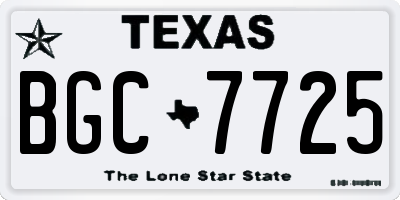 TX license plate BGC7725