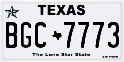 TX license plate BGC7773