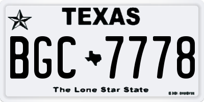 TX license plate BGC7778
