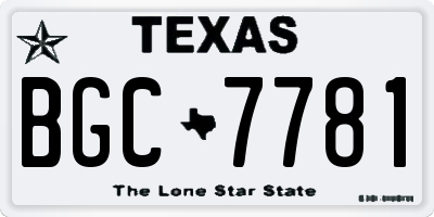 TX license plate BGC7781
