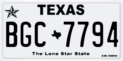 TX license plate BGC7794