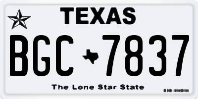 TX license plate BGC7837