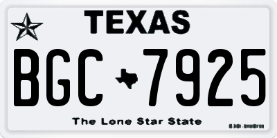 TX license plate BGC7925