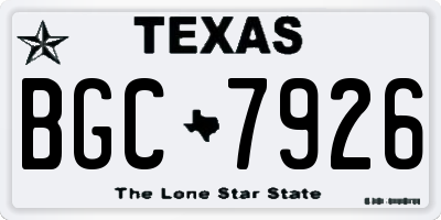 TX license plate BGC7926