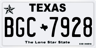 TX license plate BGC7928