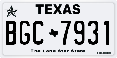 TX license plate BGC7931