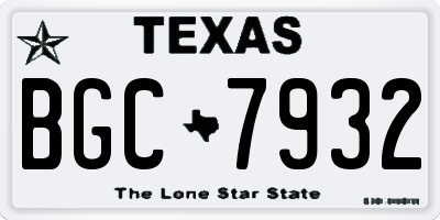 TX license plate BGC7932