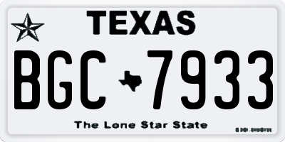TX license plate BGC7933