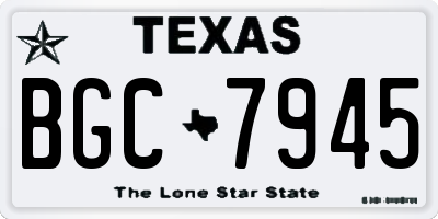 TX license plate BGC7945