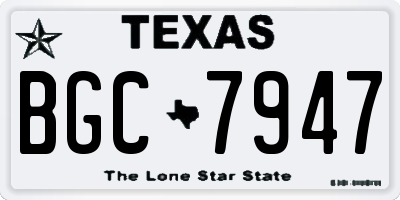 TX license plate BGC7947
