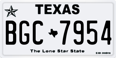 TX license plate BGC7954