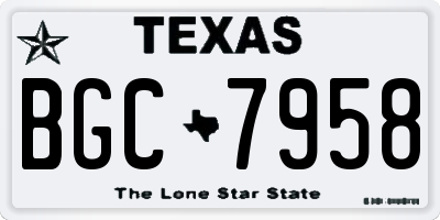 TX license plate BGC7958