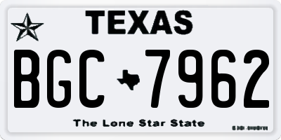 TX license plate BGC7962