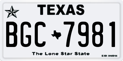 TX license plate BGC7981