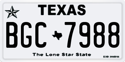 TX license plate BGC7988