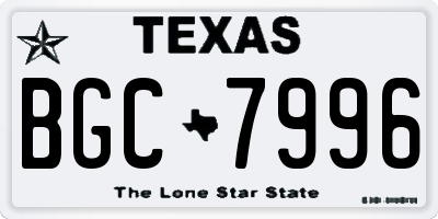 TX license plate BGC7996