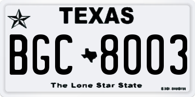 TX license plate BGC8003