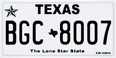 TX license plate BGC8007