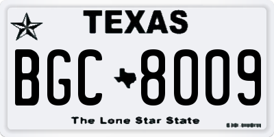 TX license plate BGC8009