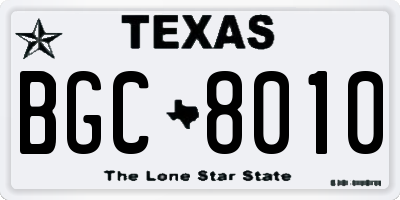 TX license plate BGC8010