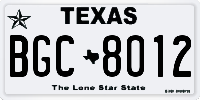 TX license plate BGC8012