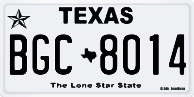 TX license plate BGC8014