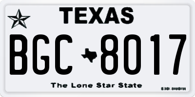 TX license plate BGC8017