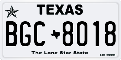 TX license plate BGC8018