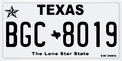 TX license plate BGC8019