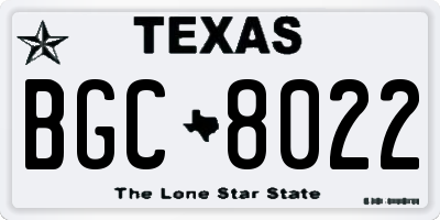 TX license plate BGC8022