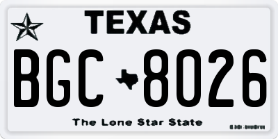 TX license plate BGC8026