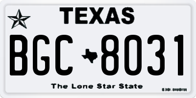 TX license plate BGC8031