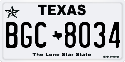 TX license plate BGC8034