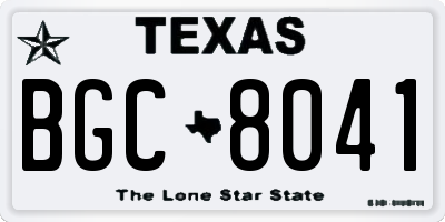 TX license plate BGC8041