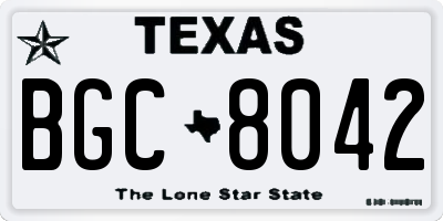 TX license plate BGC8042