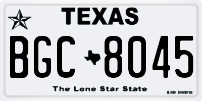 TX license plate BGC8045