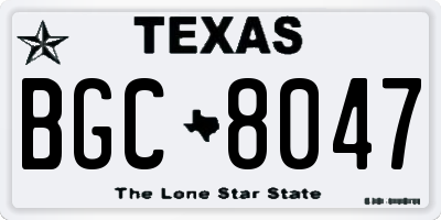 TX license plate BGC8047