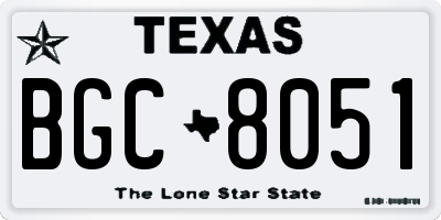 TX license plate BGC8051