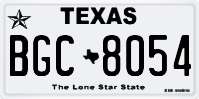 TX license plate BGC8054