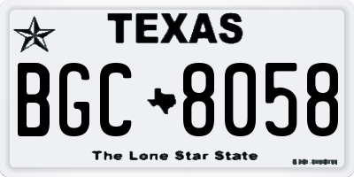 TX license plate BGC8058