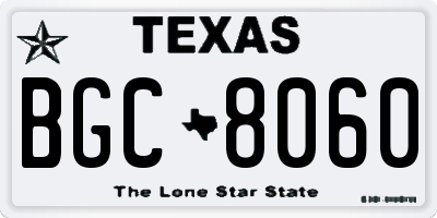 TX license plate BGC8060
