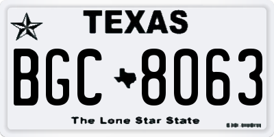 TX license plate BGC8063