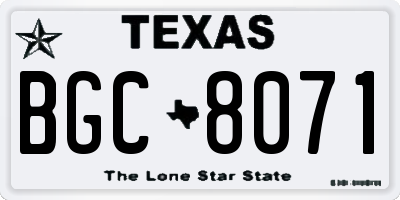 TX license plate BGC8071