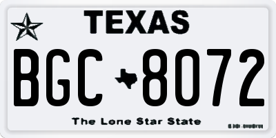 TX license plate BGC8072