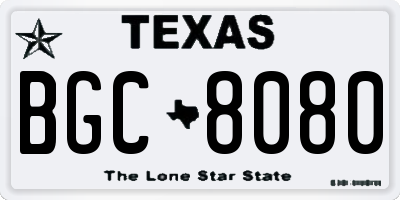 TX license plate BGC8080