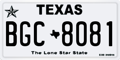 TX license plate BGC8081