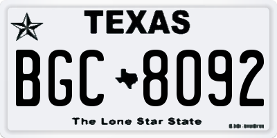 TX license plate BGC8092