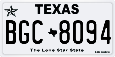 TX license plate BGC8094