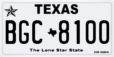 TX license plate BGC8100