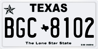 TX license plate BGC8102